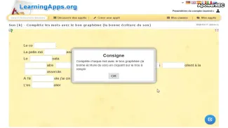 Explication 5 Learning App : complète les mots avec le bon graphème