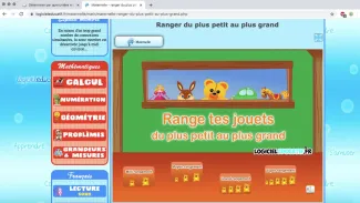 Consigne jeu : ranger du plus petit au plus grand
