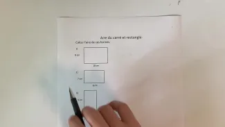 Calcul de l'aire du carré et du rectangle correction exercice 1