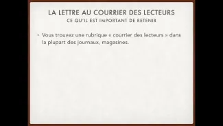 Lettre au courrier des lecteurs, synthèse