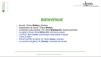 Soirée d'information aux parents des futurs élèves de 1P