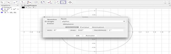 cercle trigonométrique interactif Geogebra
