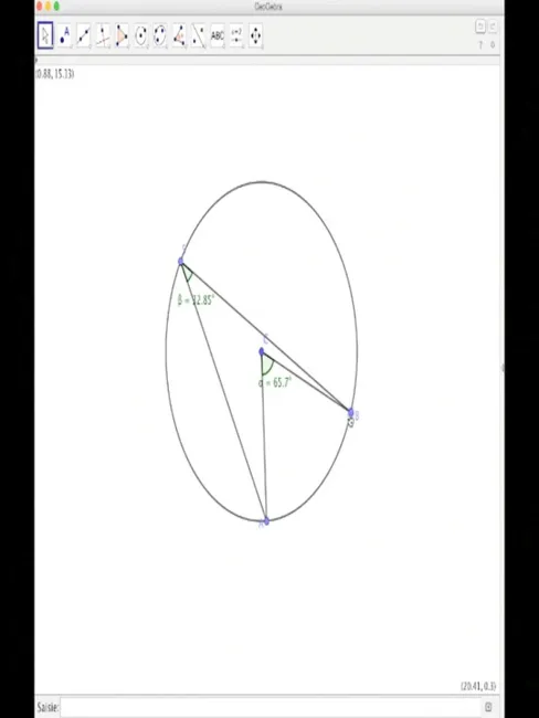 Construire une "monstration" du théorème de l'angle inscrit avec Geogebra
