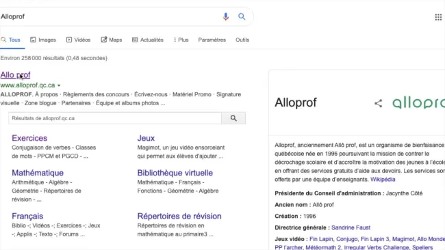 Présentation du site Alloprof.ca à l'usage des enseignants