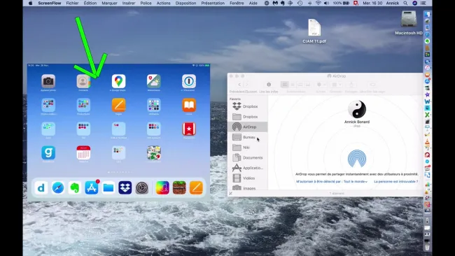 AirDrop pour transmettre les documents d'un appareil Apple à un autre.