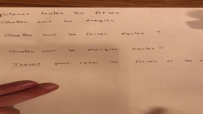 Vidéo n° 1: Techniques pour résoudre des exercices sur l'énergie et les forces.