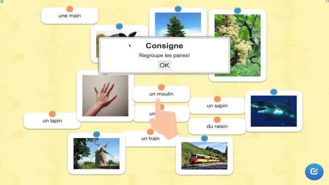comment utiliser LearningApp : apparie chaque mot à son image
