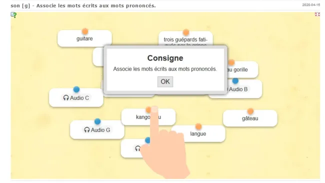 Explication 4 Learning App : associe les mots écrits aux mots prononcés