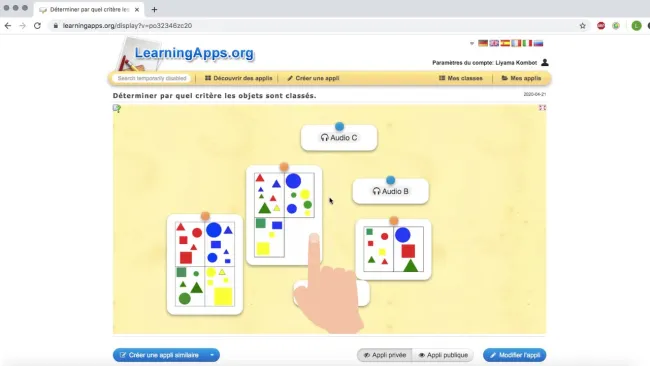 Consigne jeu : déterminer le critère de classement