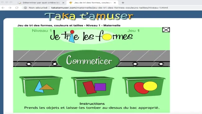 Consigne jeu : trier les formes