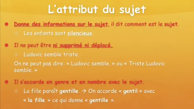 Vidéo explicative attribut du sujet VS COD