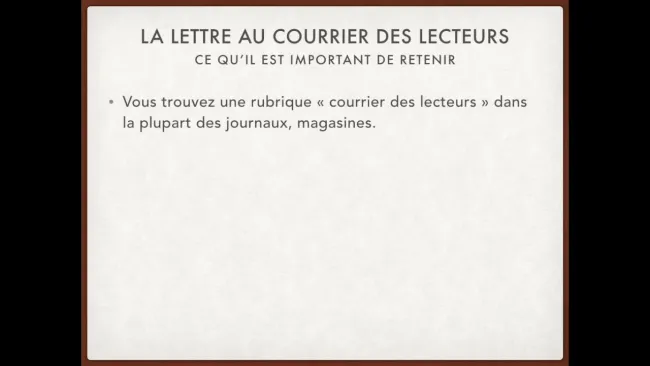Lettre au courrier des lecteurs, synthèse
