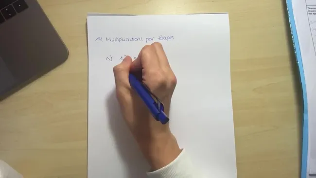 Multiplication par étapes exercice 14 a)