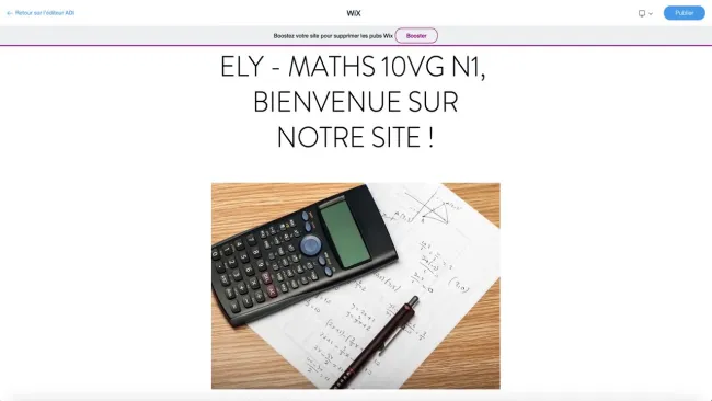 Site web WIX de ma 10VGn1 en maths