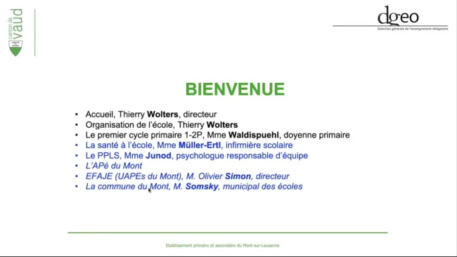 Soirée d'information aux parents des futurs élèves de 1P