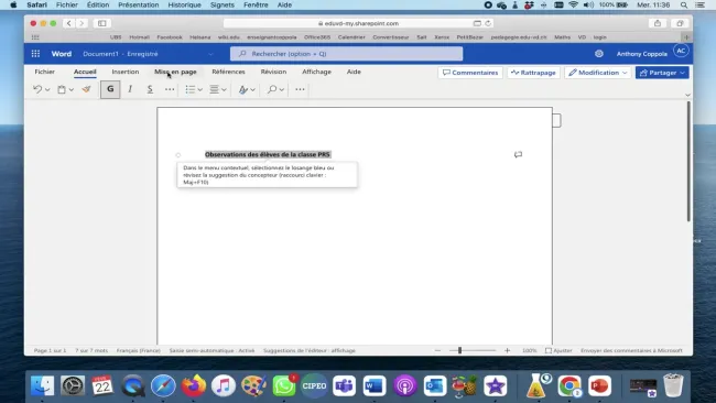 Partager un document sur Word
