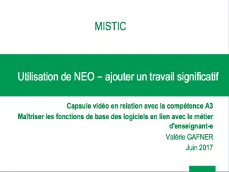 Créer un travail significatif dans NEO et saisir des notes