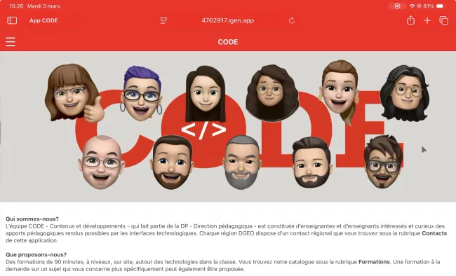 L’app CODE sur votre écran d’accueil