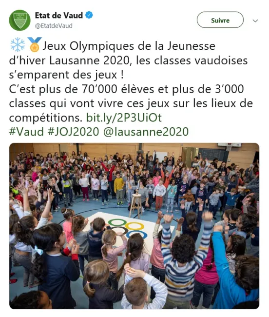 13.11.2019 La Gazette de l'état de Vaud publie un article sur les activités olympiques des 4 établissements broyards
